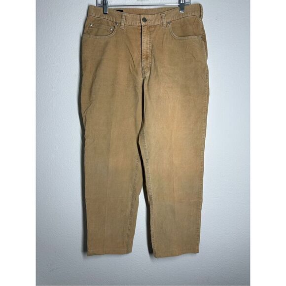 Land’s End Mens Size 34X27 Brown Tan Straight Fit Corduroy Pants See Description - Picture 1 of 16
